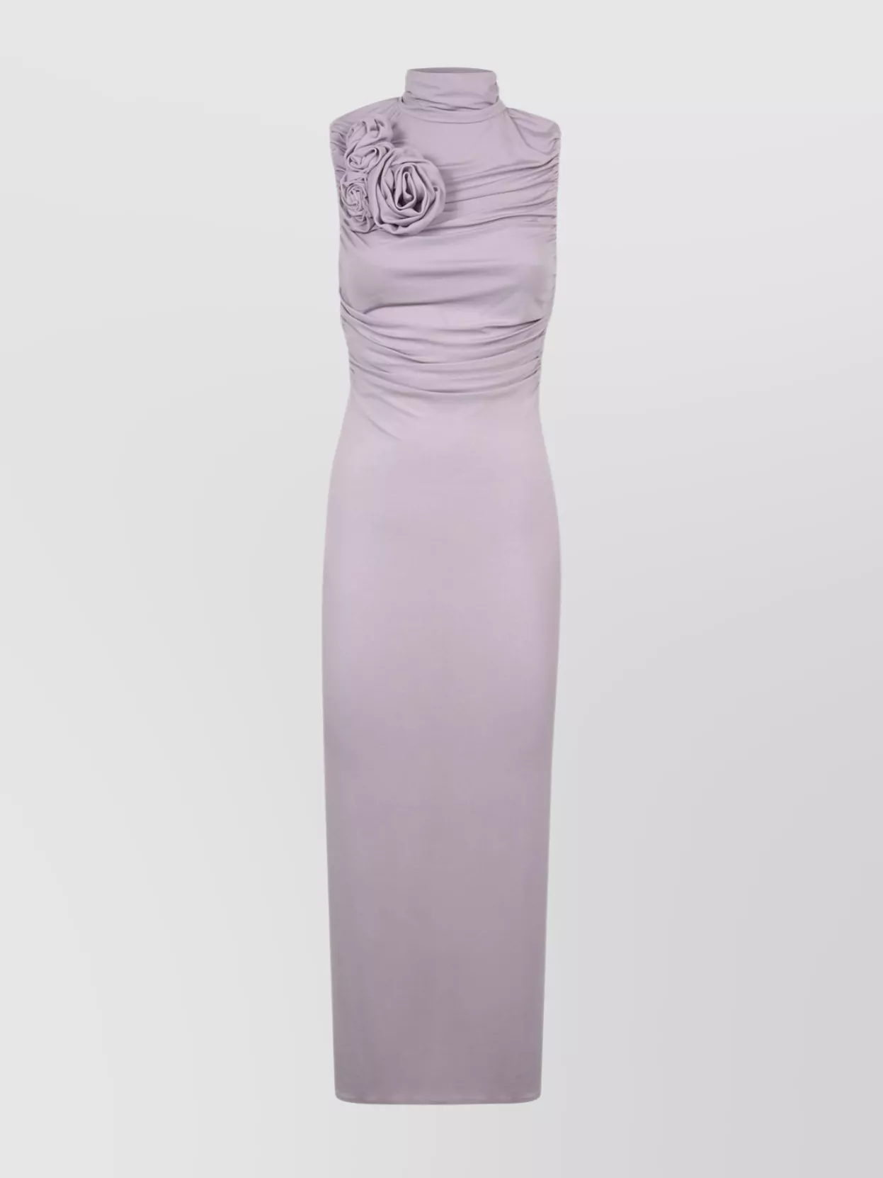 Magda Butrym Floral Ruched Sleeveless Dress Slit In Pink