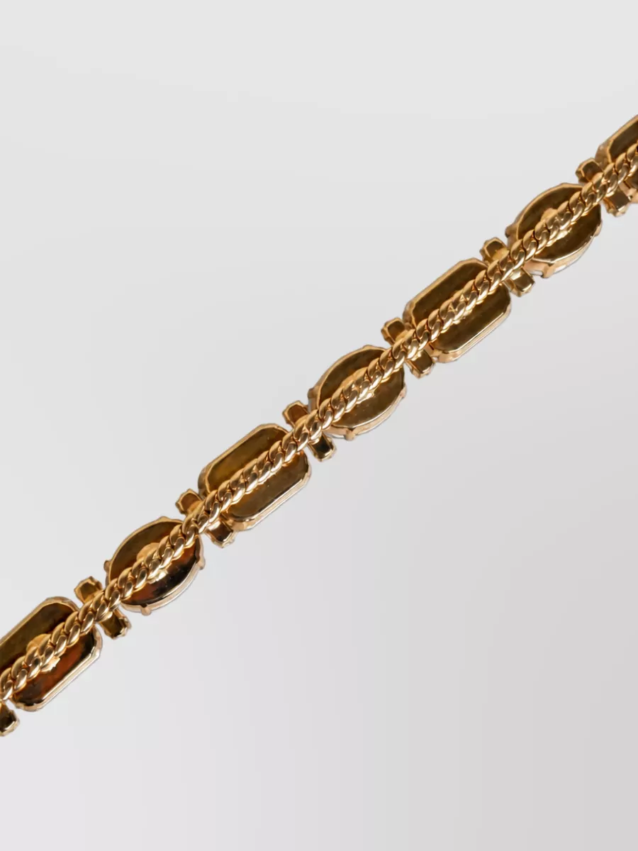 Dolce&Gabbana Leather Crystal Chain Embellished Belt