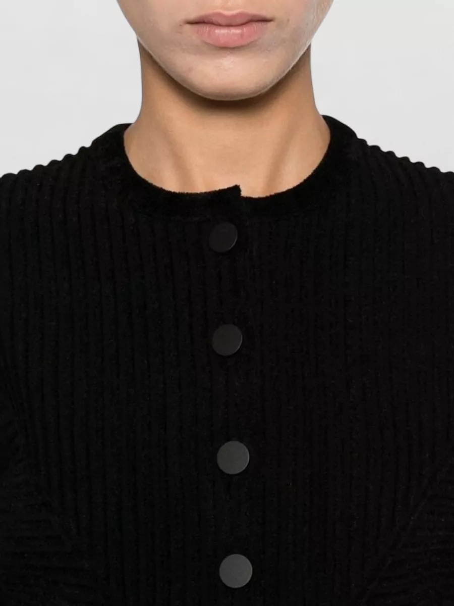 Emporio Armani Textured Buttoned Crewneck Jacket