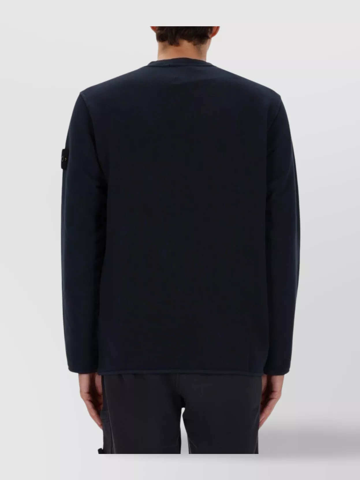 Stone Island Ribbed Hem Long Sleeve Crew Neck Sweater