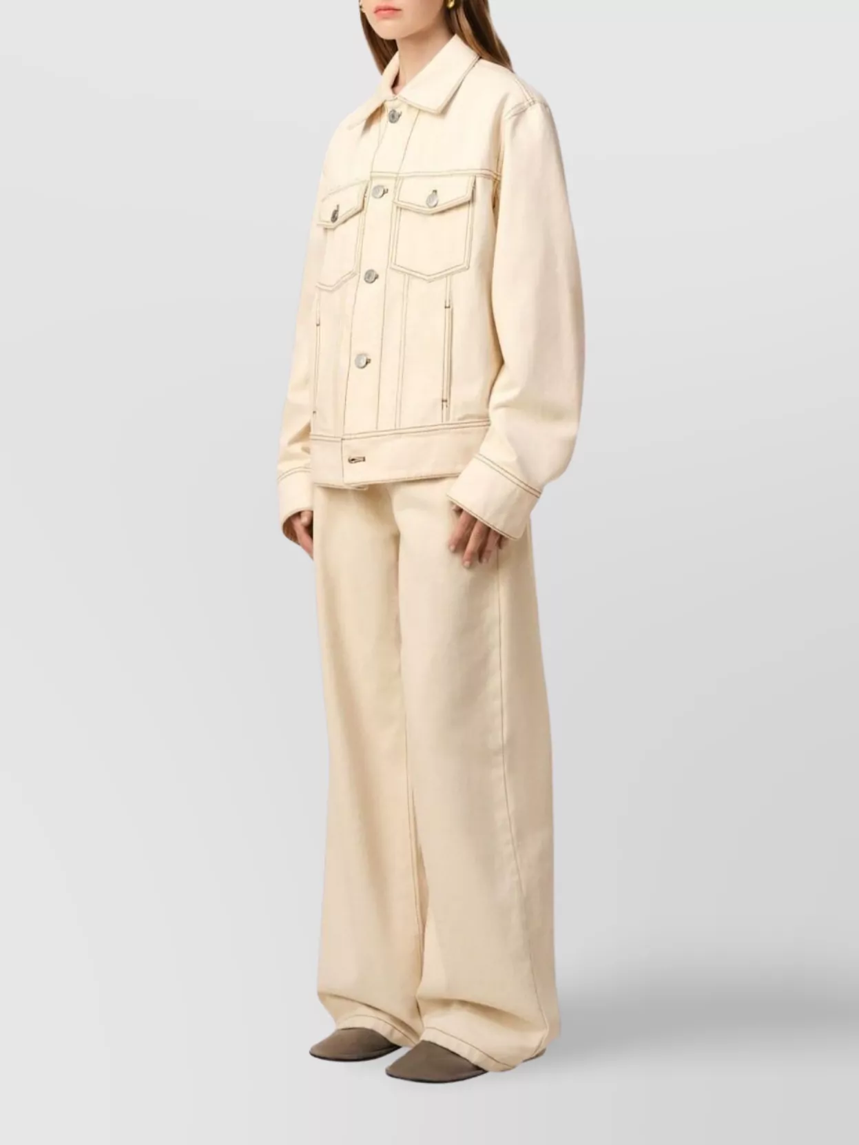 Ami Paris Cotton Jacket With Long Sleeves And Pointed Collar