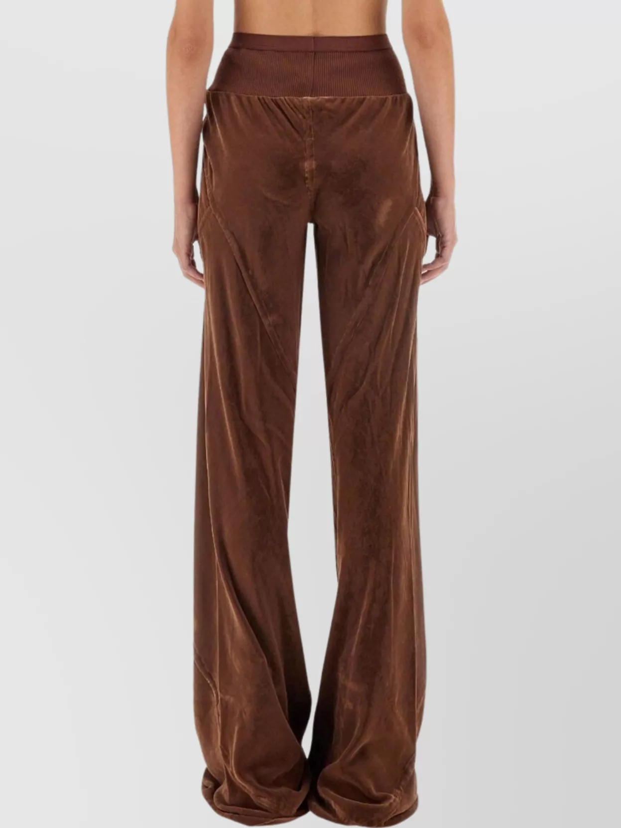 Shop Rick Owens Velvet Wide Leg Trousers
