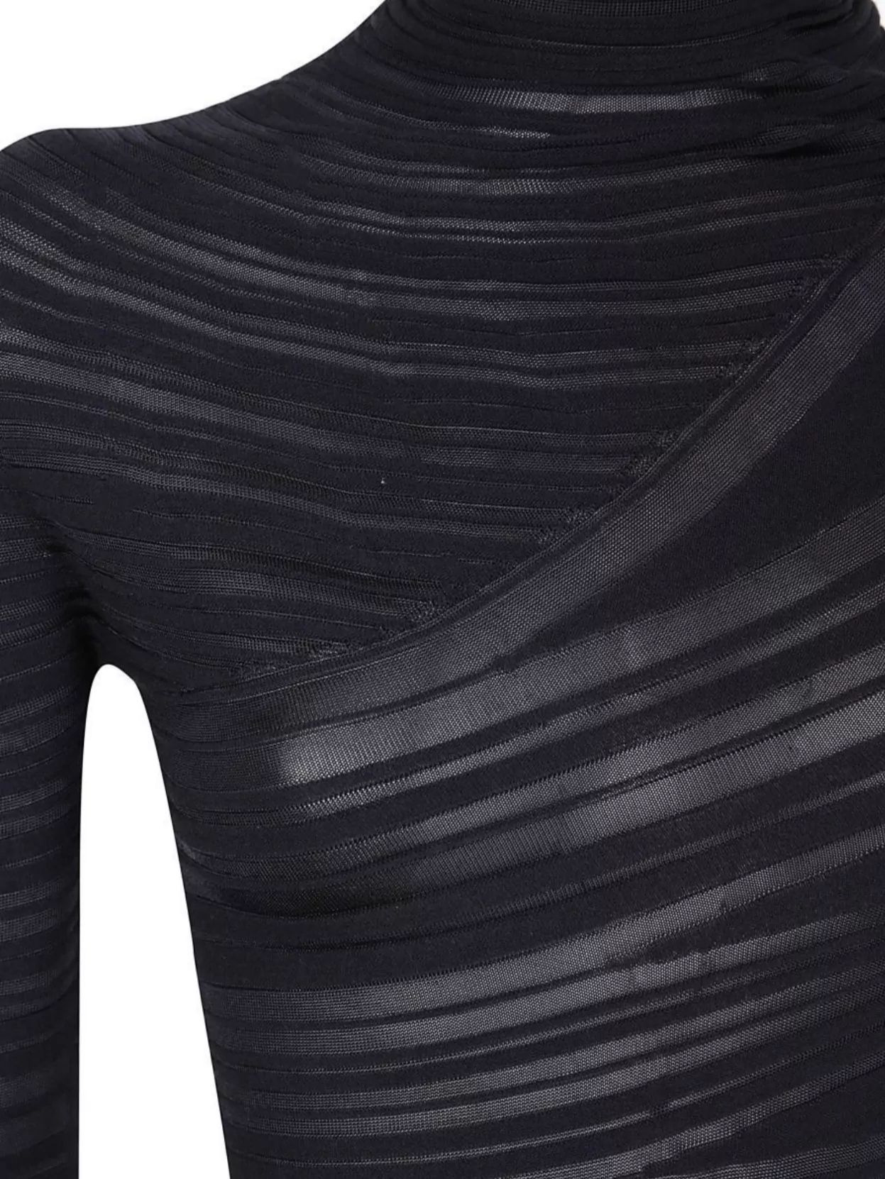 Giorgio Armani Asymmetric Midi Dress Sheer Long Sleeves