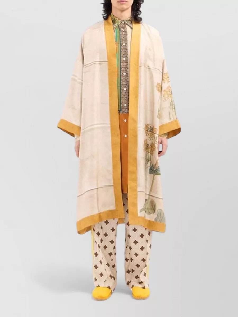 Pierre Louise Mascia Silk Floral Print Kimono Jacket