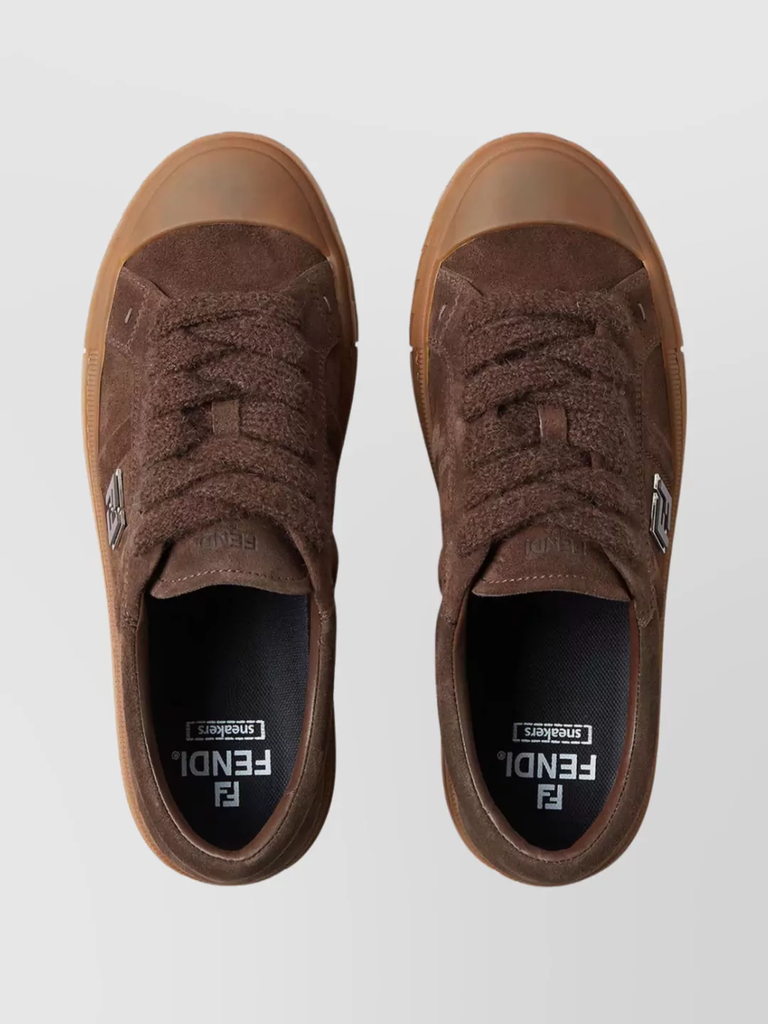 Fendi Suede Sneakers With Round Toe And Rubber Sole