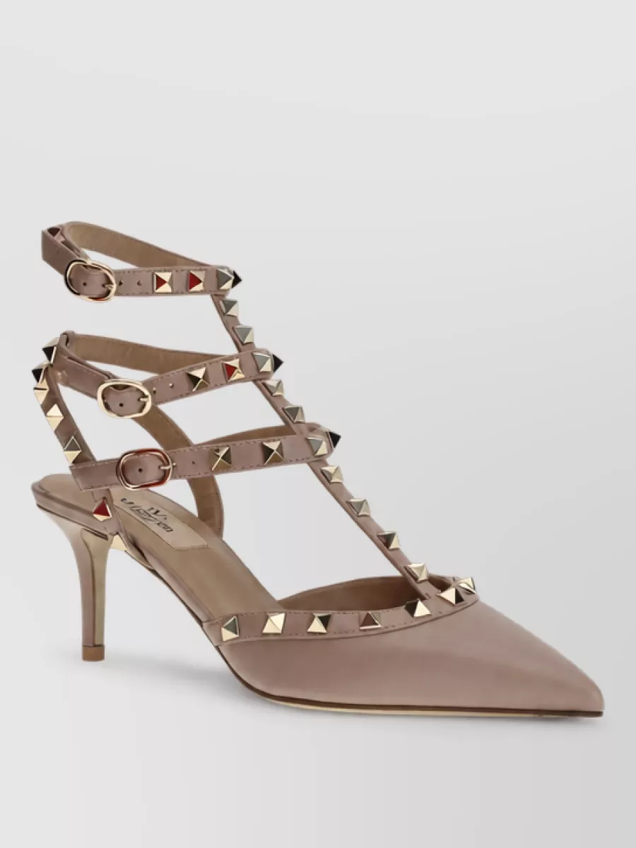 Valentino Garavani leather rockstud ankle strap pumps