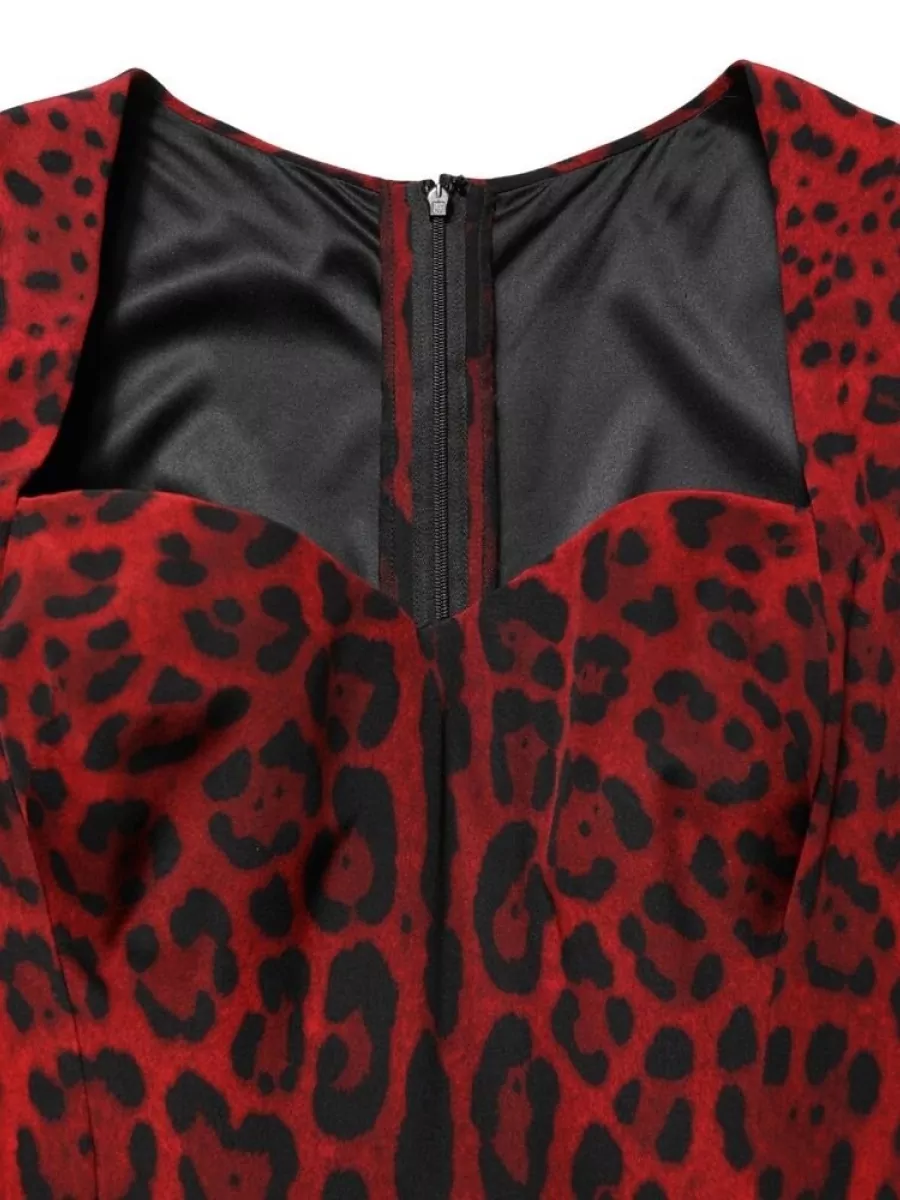 Dolce&Gabbana Silk Leopard-Print Long-Sleeve Maxi Dress