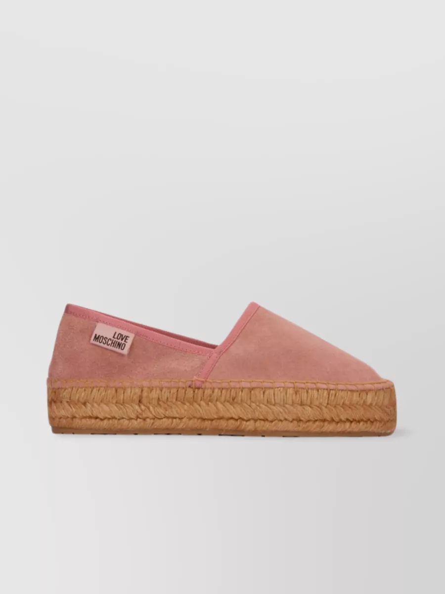 Shop Love Moschino Seamless Slip-ons With Textured Espadrille Sole In Pink