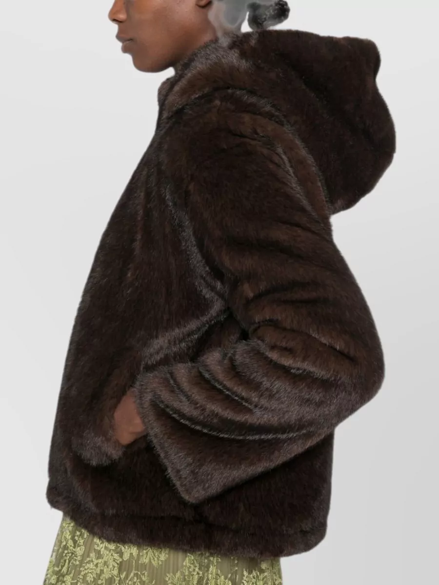 Ermanno Firenze Hooded Faux Fur Coat