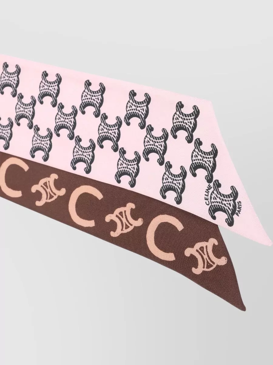 Celine Silk Lavalliere Scarf Graphic Print Slim