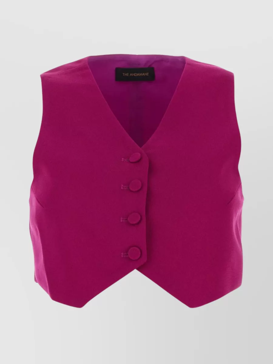 Shop The Andamane Sleeveless V-neck Vest With Belted Waist In Burgundy