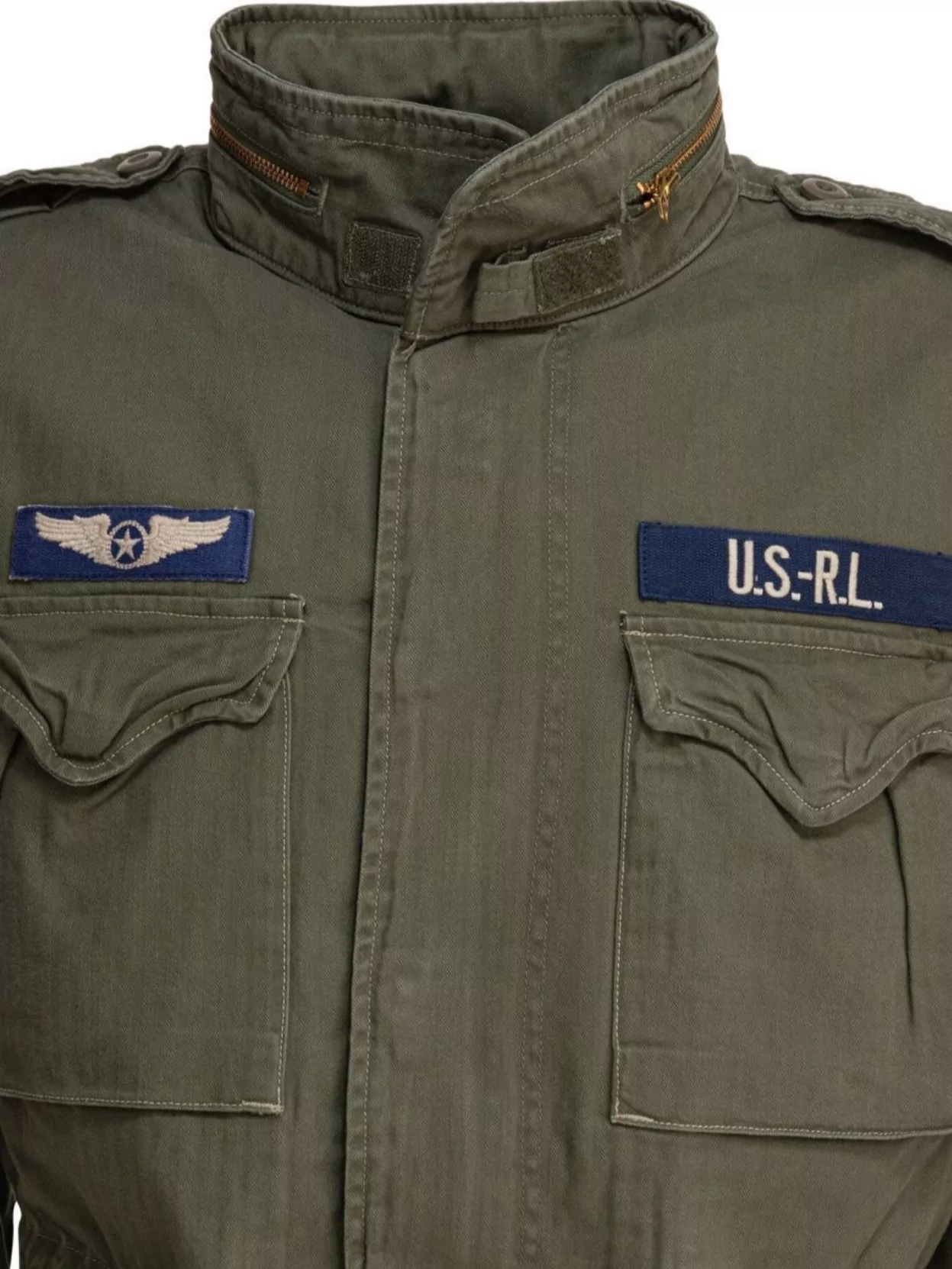 Polo Ralph Lauren Waist Drawstring Embroidered Patches Epaulettes Pockets Collar