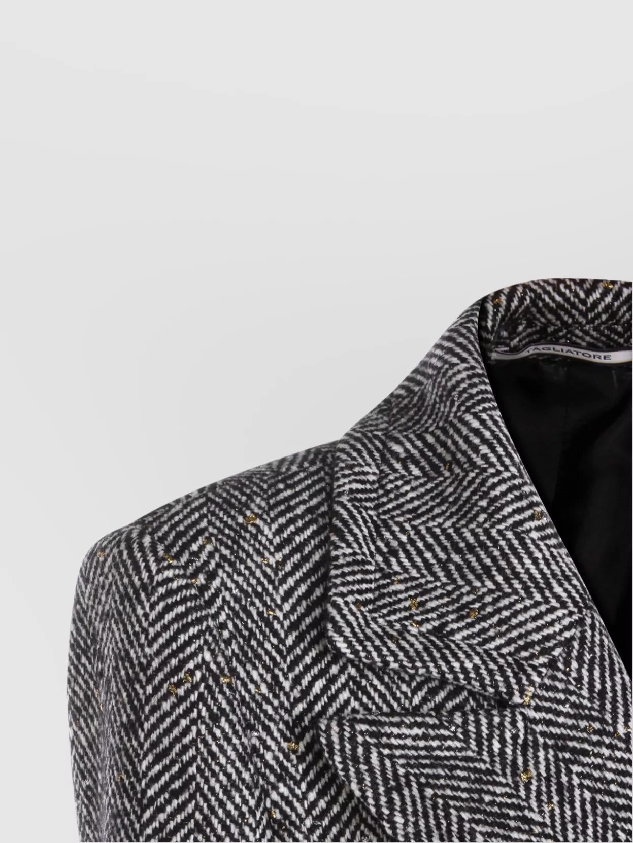 Tagliatore Long Herringbone Coat Belted Waist In Gray