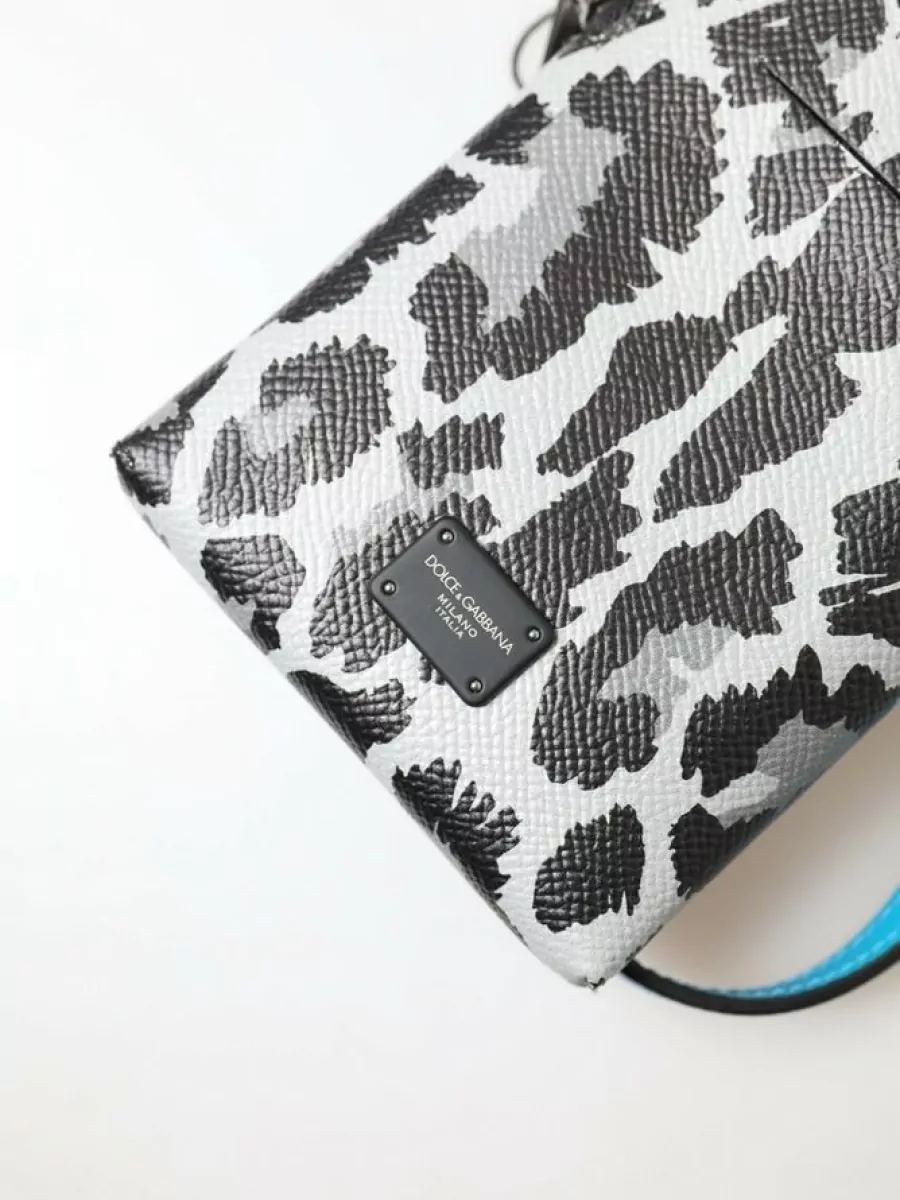 Dolce&Gabbana Leopard-Print Leather Crossbody Phone Bag