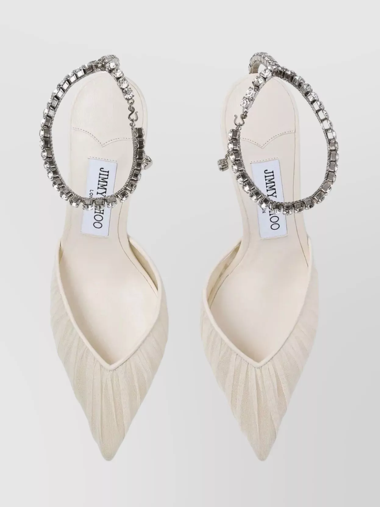 Shop Jimmy Choo Crystal Embellished Ankle Strap Stiletto Pumps