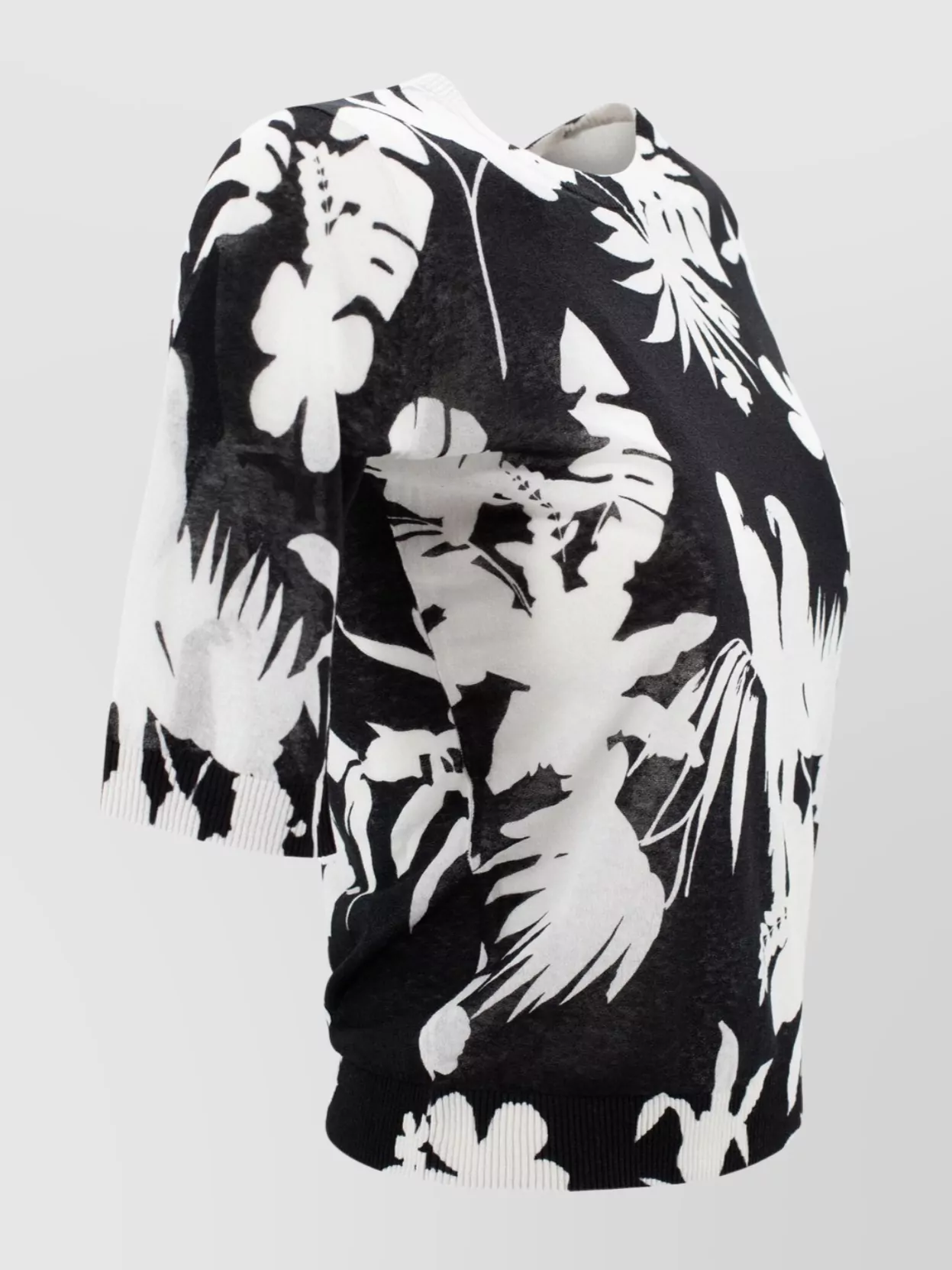 'S MAX MARA SLEEVES FLORAL PATTERN TOP ROUND NECK