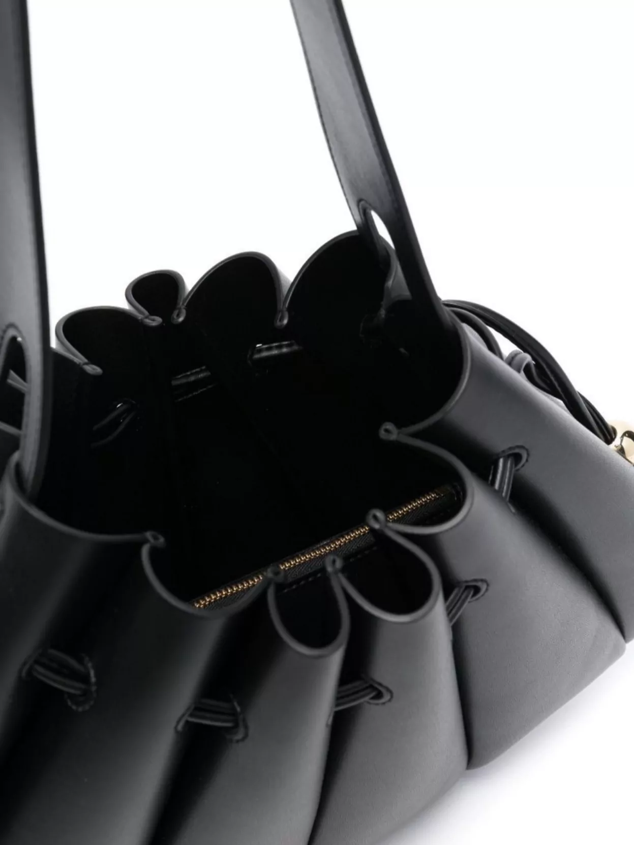 Themoiré Pleated Structured Shoulder Bag With Top Handle