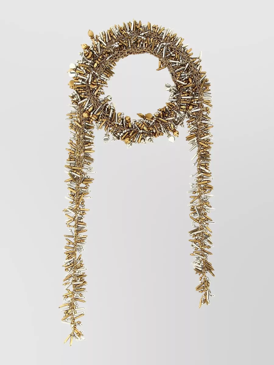 Dries Van Noten beaded embroidered scarf necklace