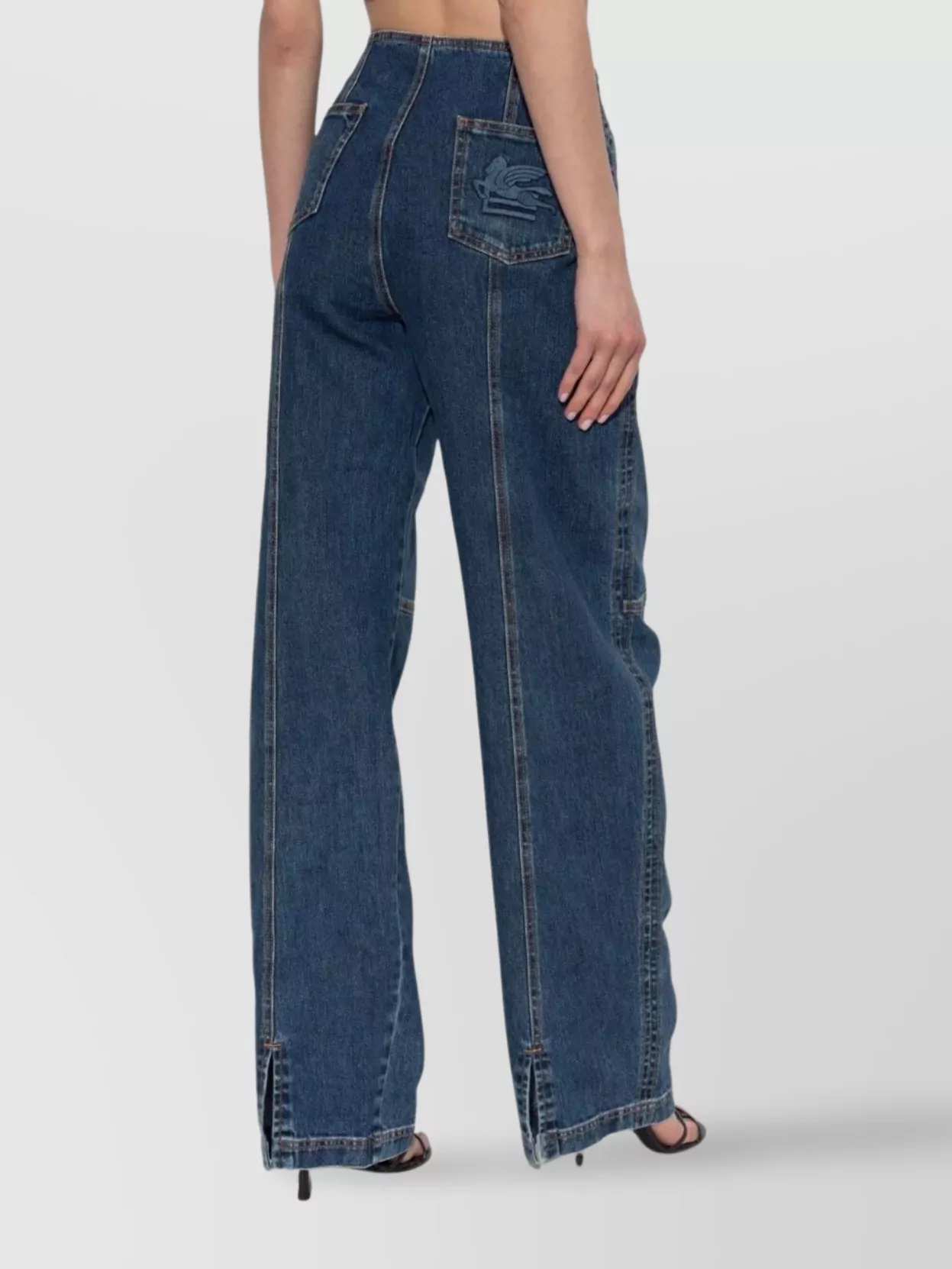Etro High Waist Wide Leg Denim Trousers