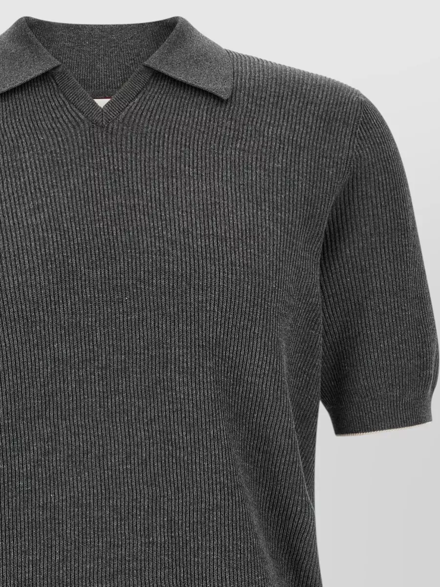 Brunello Cucinelli Cotton Ribbed Short-Sleeve Polo Shirt