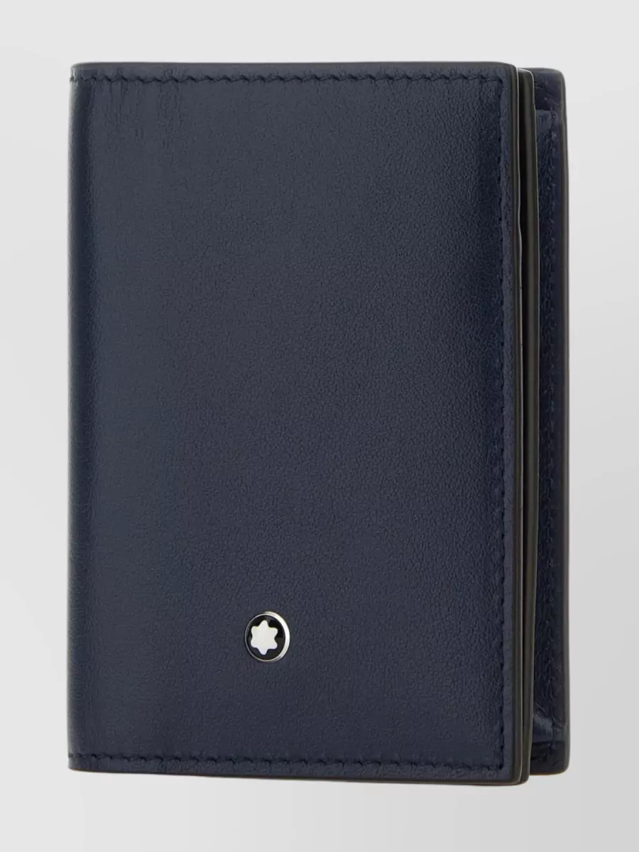 Shop Montblanc Bifold Leather Cardholder With Back Slit Pocket In Blue
