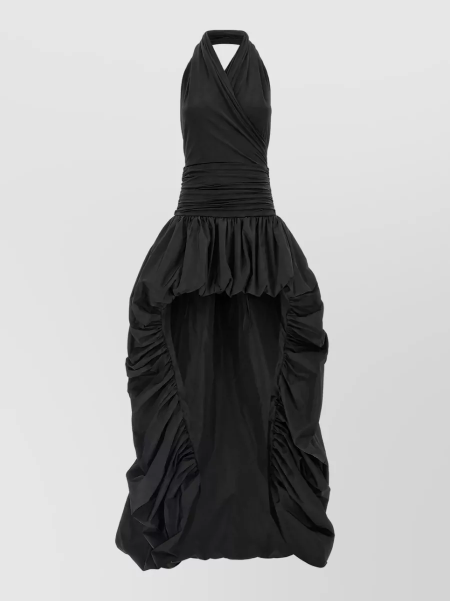 The Andamane draped sleeveless v-neck asymmetric gown