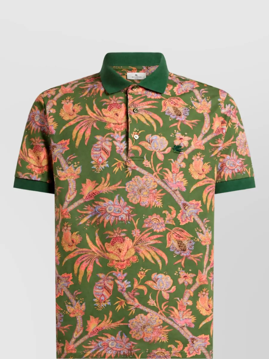 Etro Cotton printed short-sleeve polo shirt
