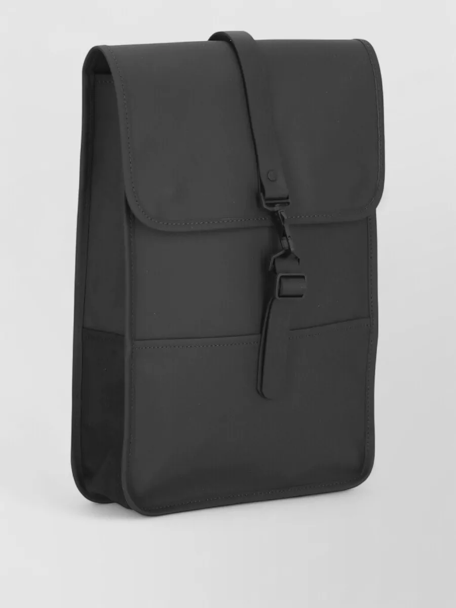 Rains Backpack Rectangular Shape Front Flap Handle Straps