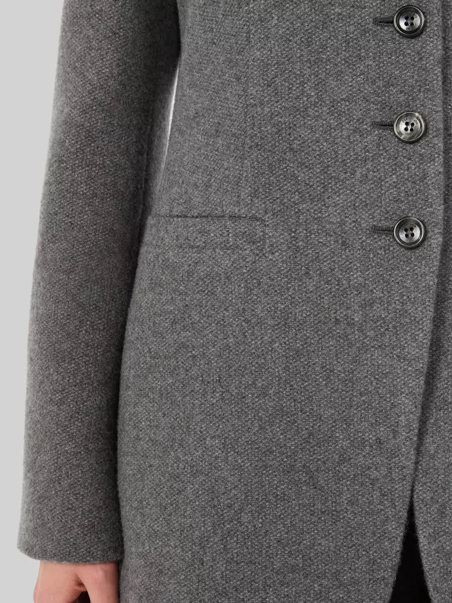 Max Mara Cashmere Crew-Neck Long-Sleeve Single-Breasted Jacket