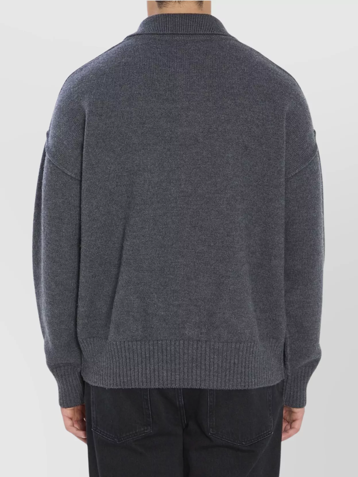 Ami Alexandre Mattiussi Ami Paris Grey Polo-style Ami Paris De Coeur Sweater In Gray