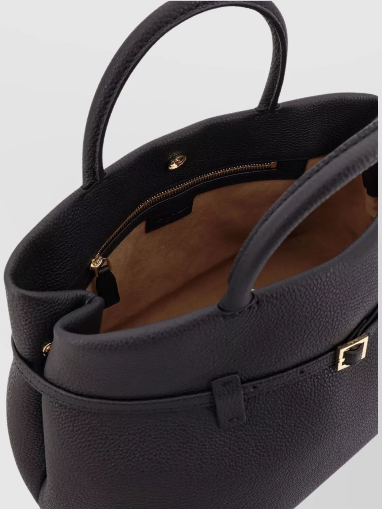 Manu Atelier Leather Shoulder Bag With Metal Buckle Strap