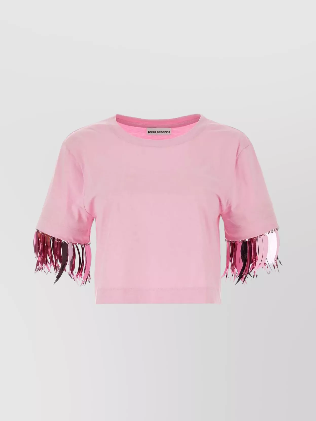 Shop Rabanne Crew-neck Cotton T-shirt With Metallic Accents In Pastel