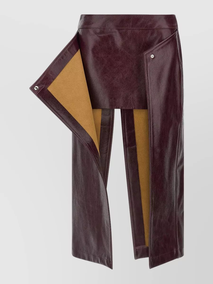 Armarium leather asymmetric wrap midi skirt