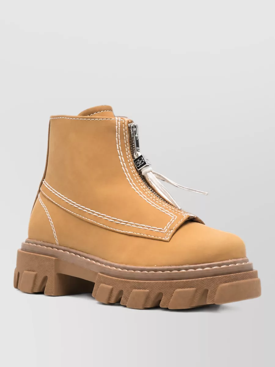 Ganni leather cleated boots