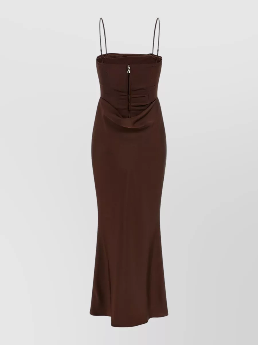 Rotate Birger Christensen Satin Off-The-Shoulder Draped Midi Dress