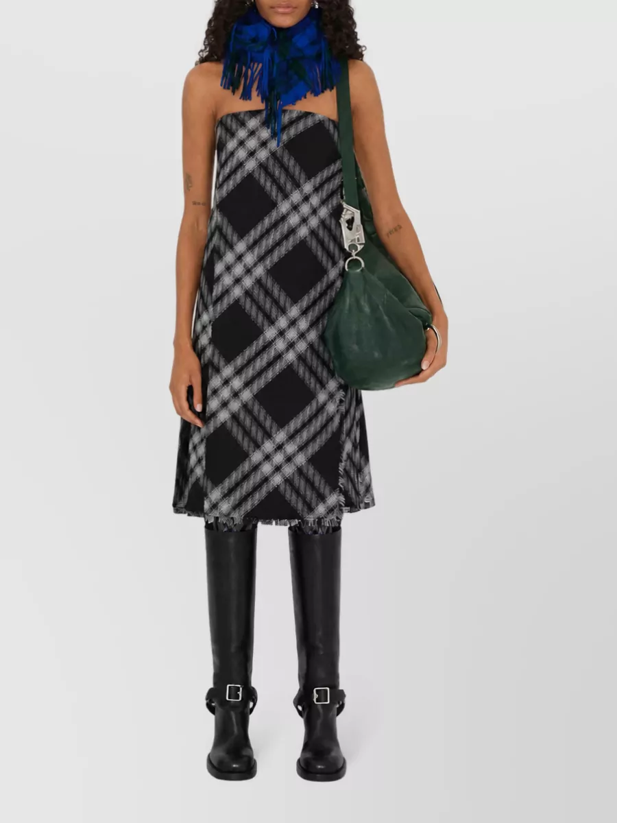 Burberry Checked Wool A-Line Skirt