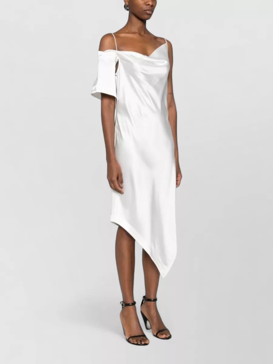 Iro Draped Asymmetric Cowl Neck Spaghetti Strap Midi Dress