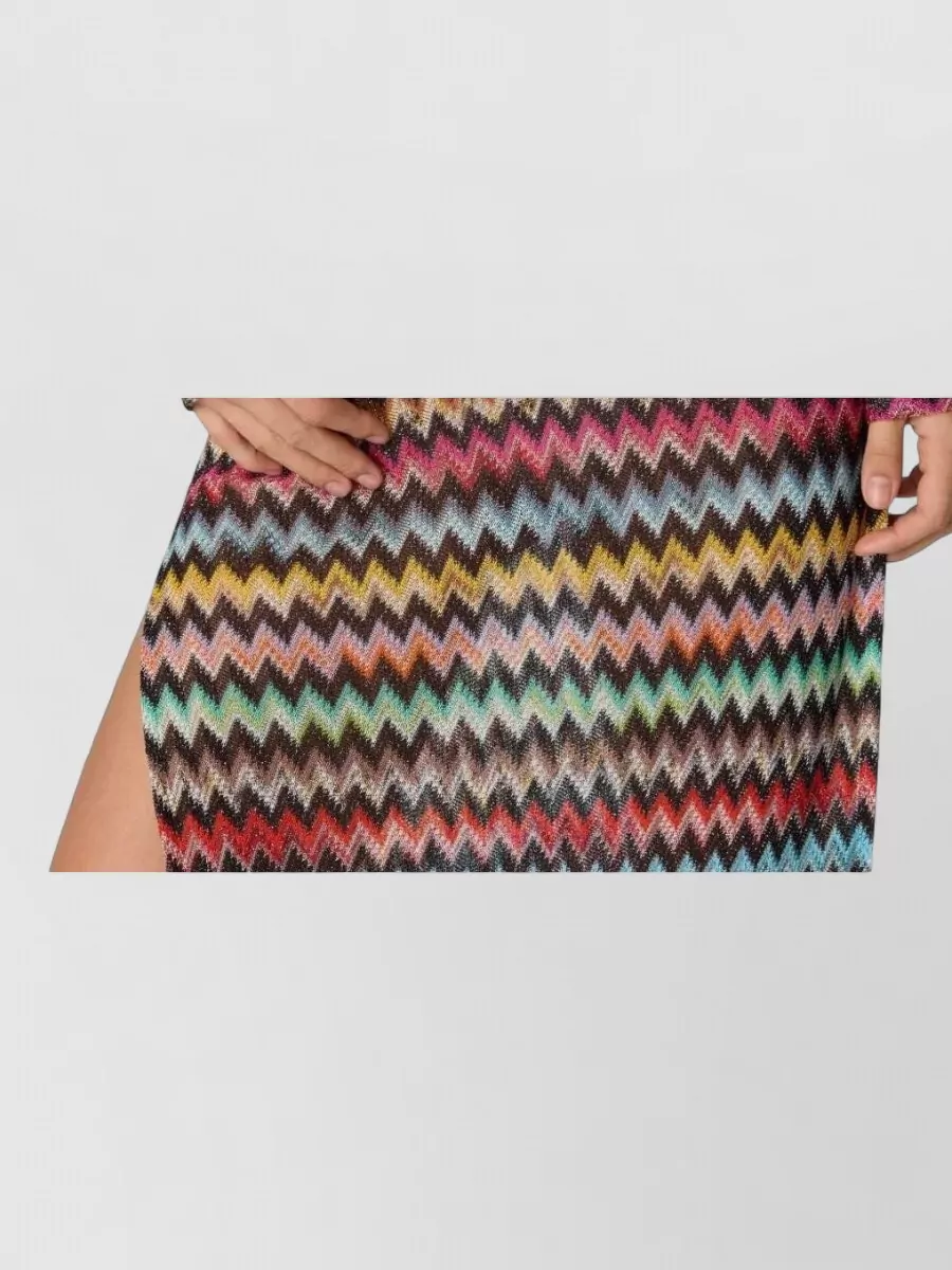 Missoni Printed Long-Sleeve Open-Back Beach Dress