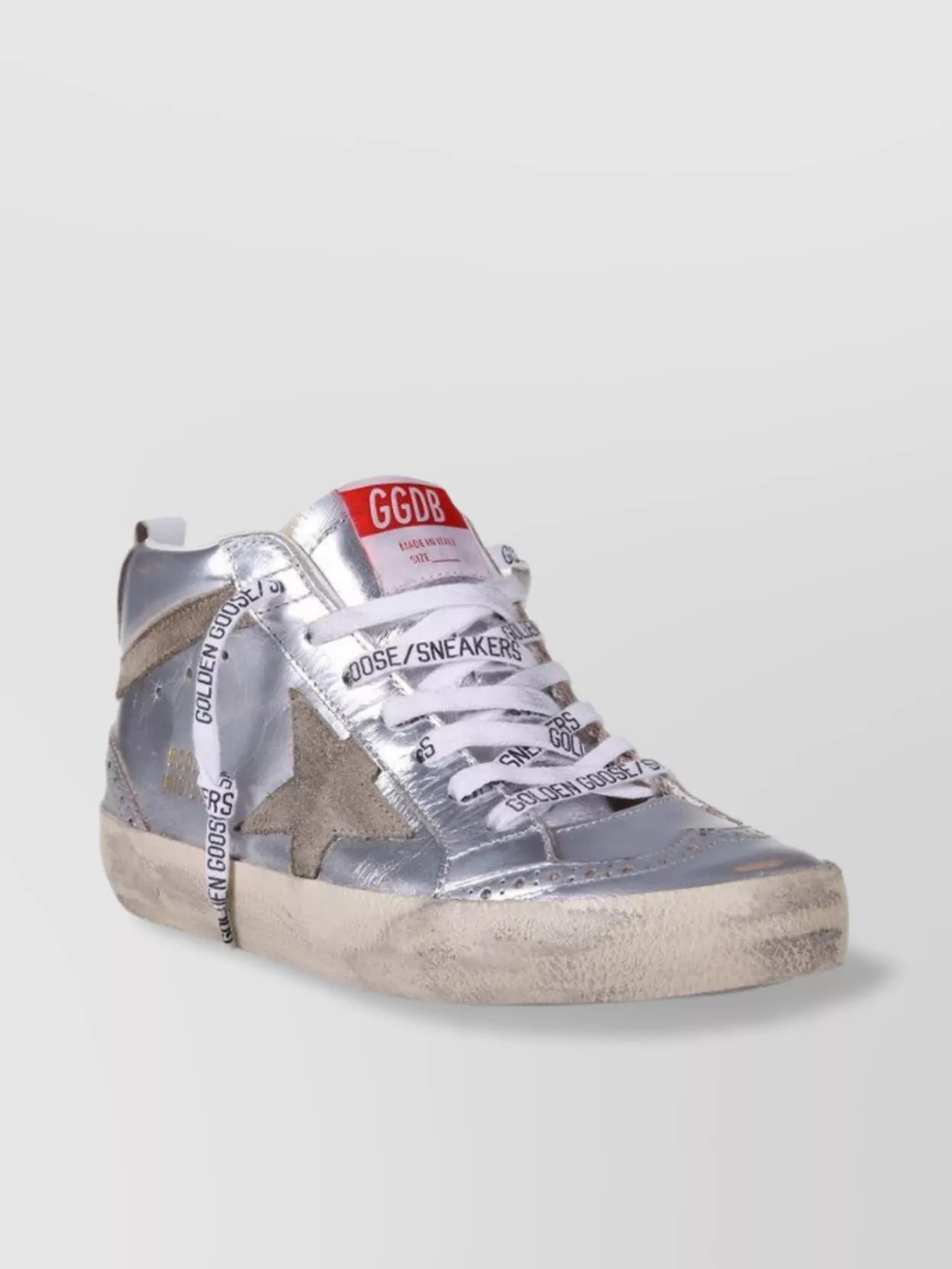 Golden Goose Laminated High-Top Sneakers Perforated Toe