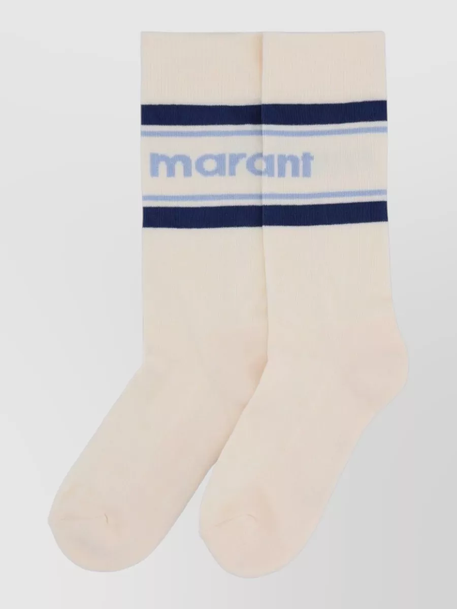 Isabel Marant Donna Logo Socks Striped Ribbed Cuffs