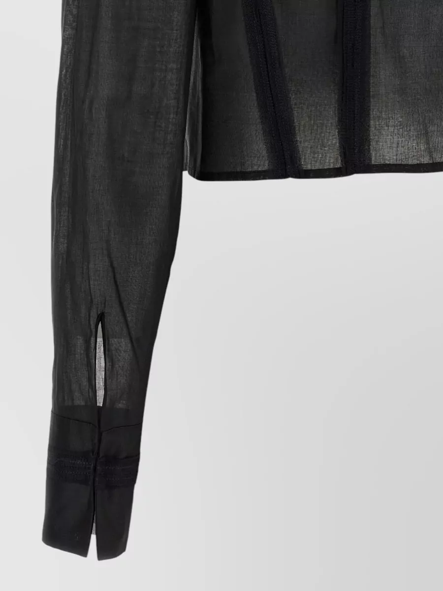 Elisabetta Franchi Logo Detail Maxi Cropped Shirt Sheer