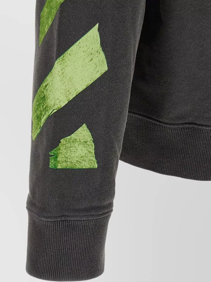 Off-White Cotton Printed Hoodie