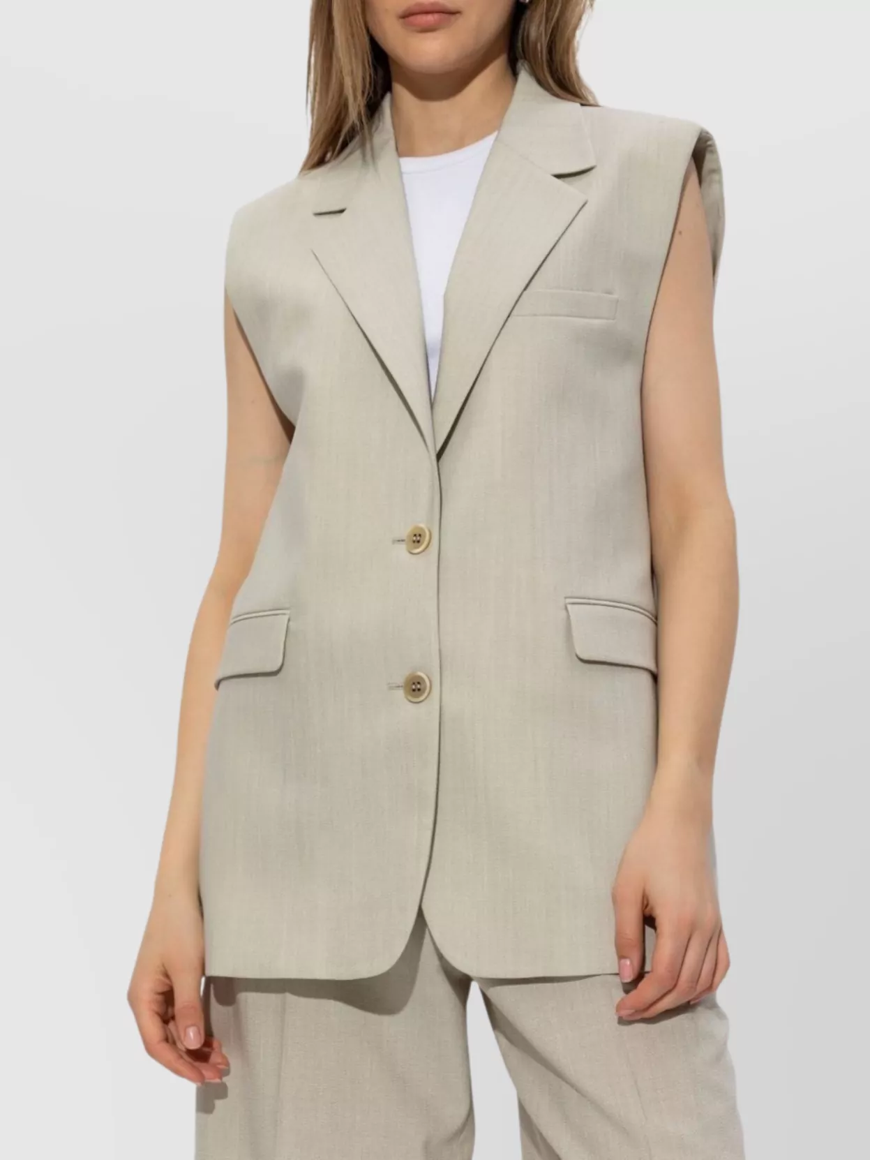Golden Goose Sleeveless Blazer Notched Lapels In Neutral