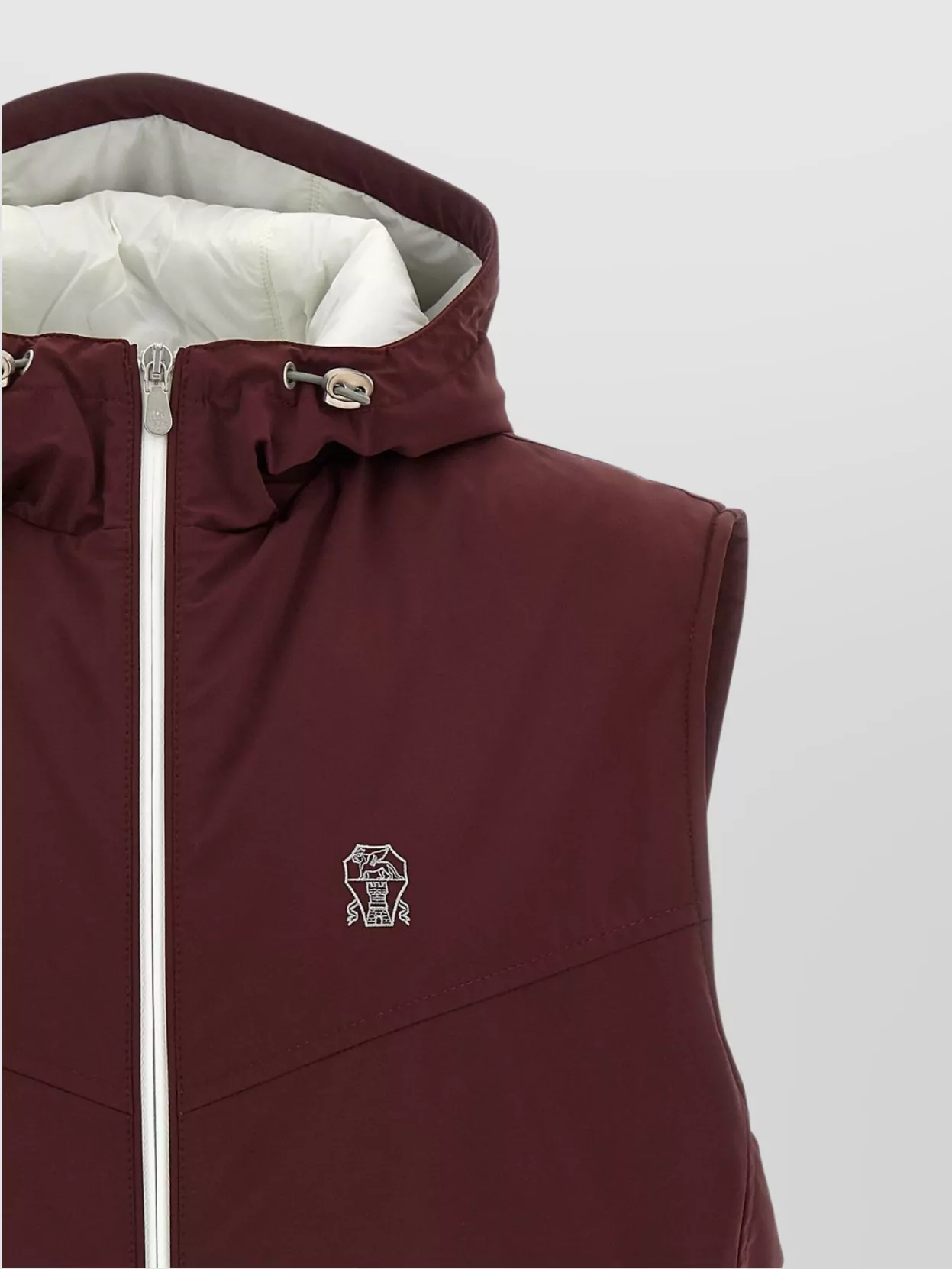 Brunello Cucinelli Hooded Vest With Elastic Hem And Side Zipper Pockets