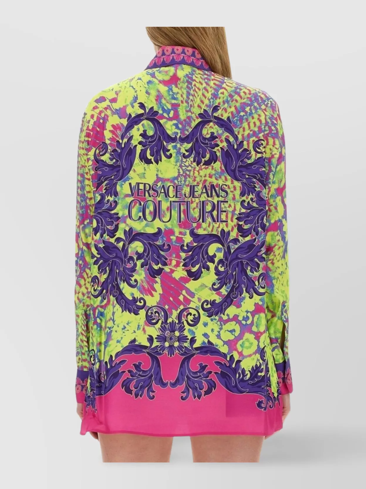 Versace Jeans Couture Printed Logo Shirt Collared Neck In Multi