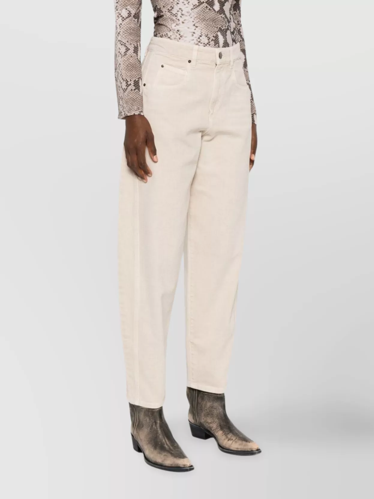 Isabel Marant Oriane Straight Leg Hemp Trousers With Five-pocket Styling In Neutral