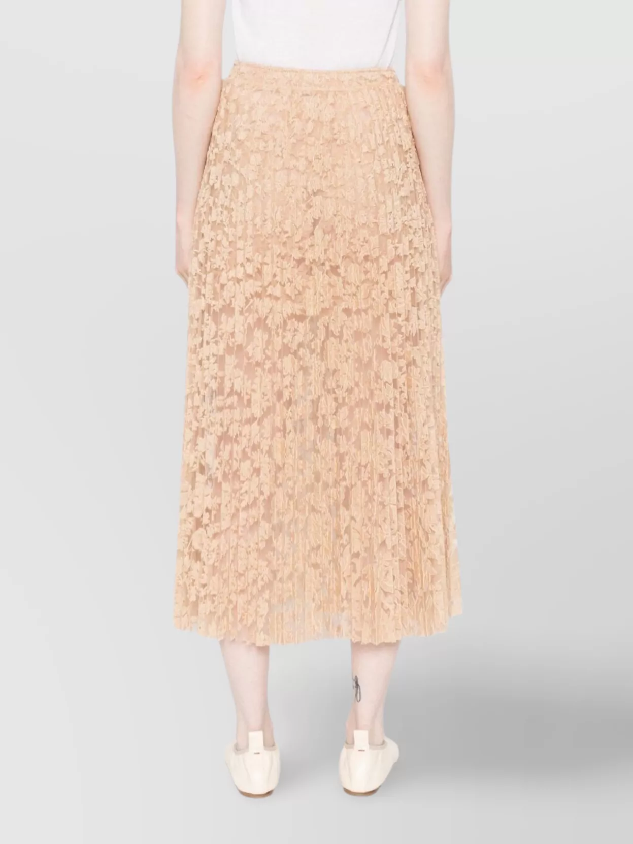 Ermanno Scervino Midi Floral Lace Pleated Skirt