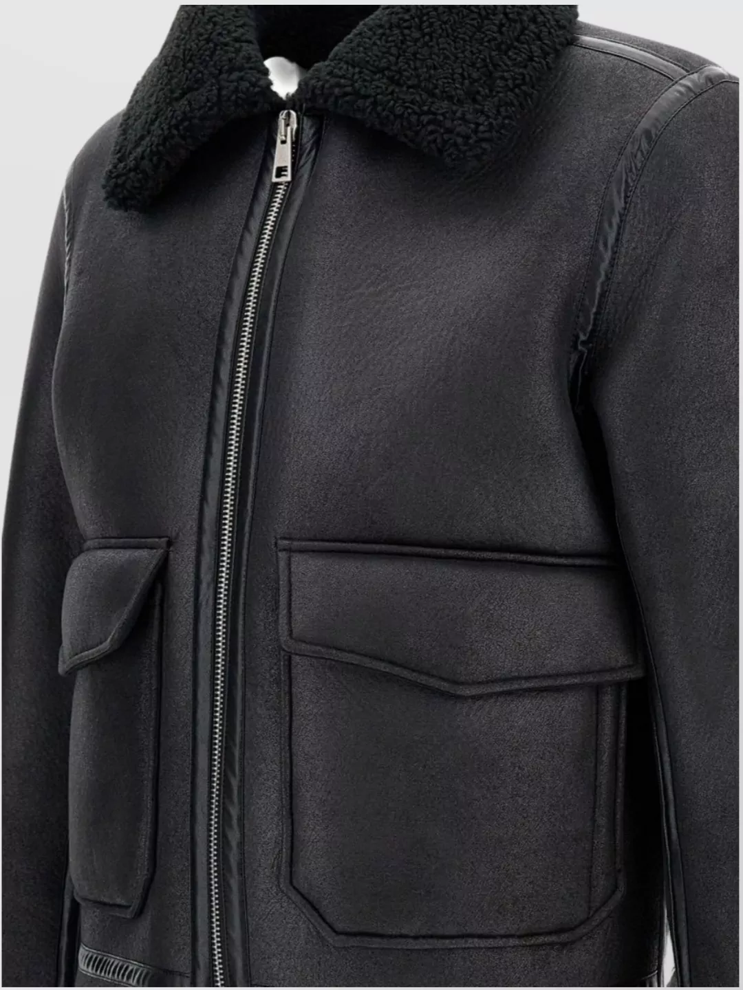 A.p.c. Bomber Jacket With Shearling Collar And Cuffs
