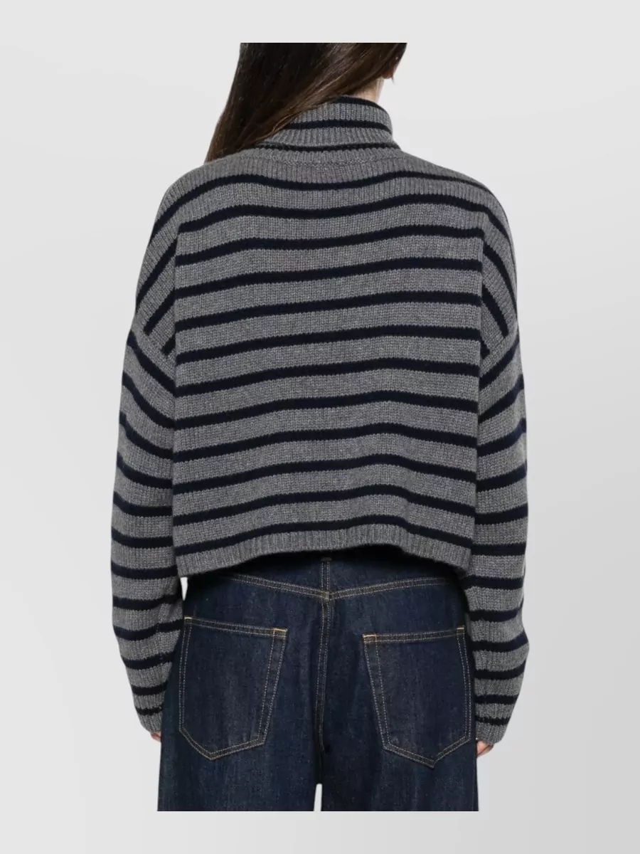 Lisa Yang Striped Ribbed Cashmere Turtleneck Sweater