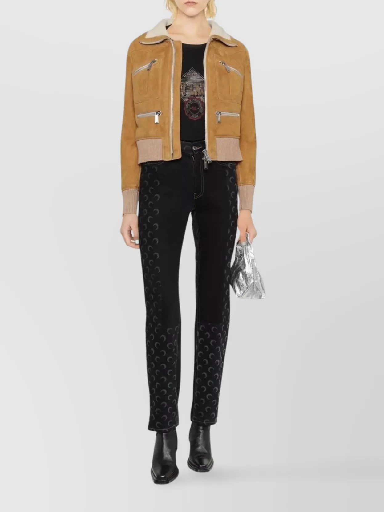 DSQUARED2 RIBBED-DETAIL ZIP-UP BOMBER JACKET WITH FRONT POCKETS